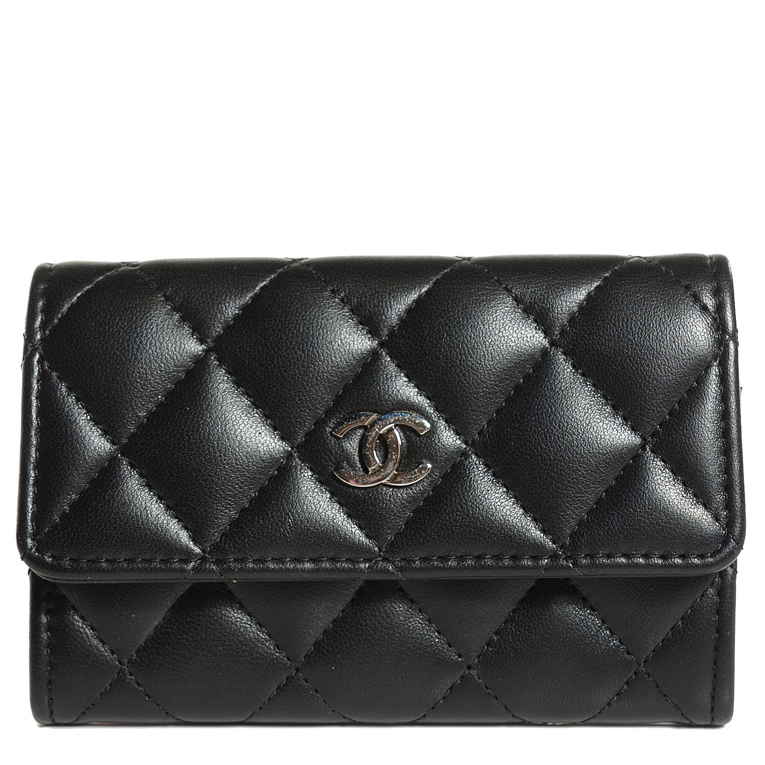 Chanel Lambskin Quilted Flap Card Holder Black 1 of 9