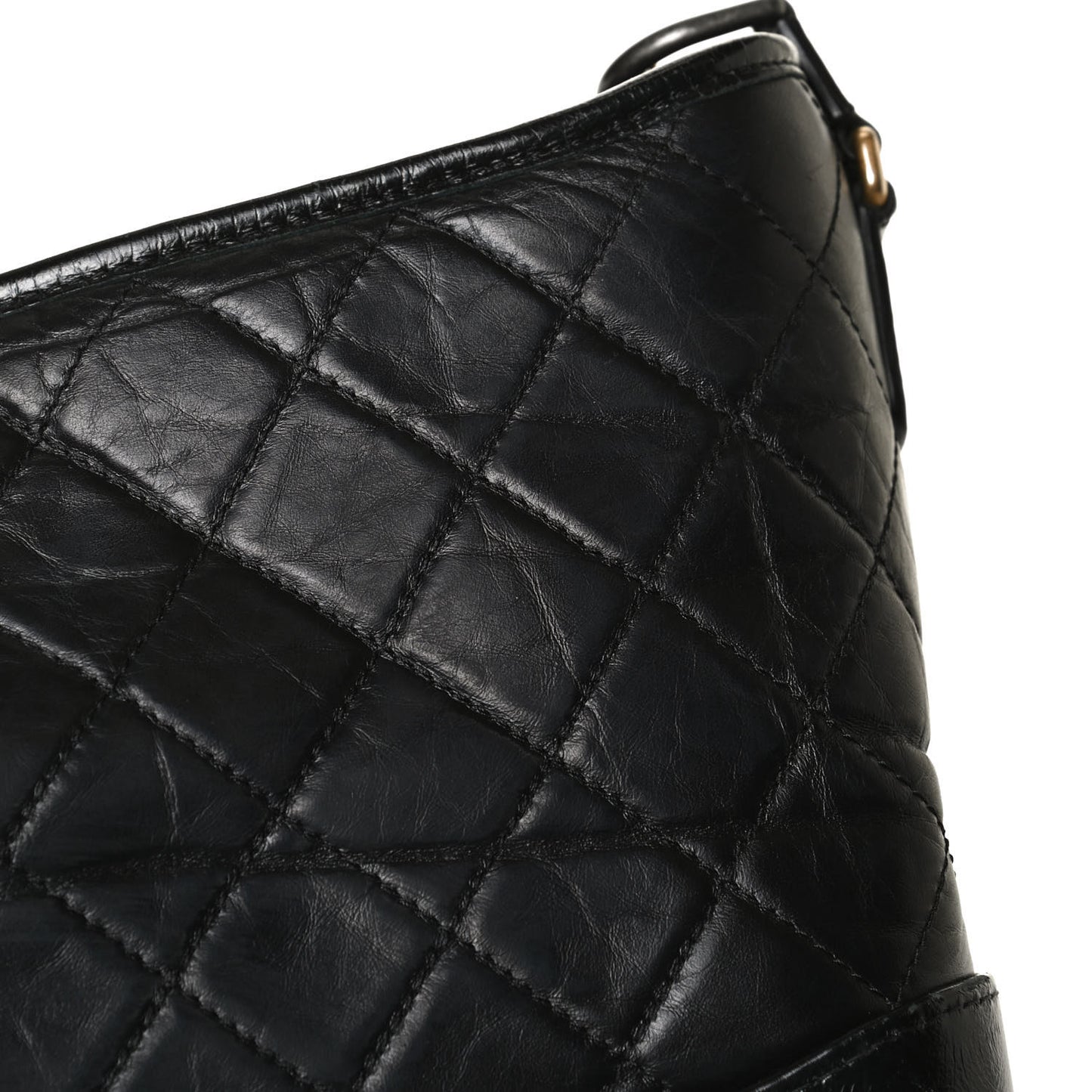 Aged Calfskin Quilted Medium Gabrielle Hobo Black