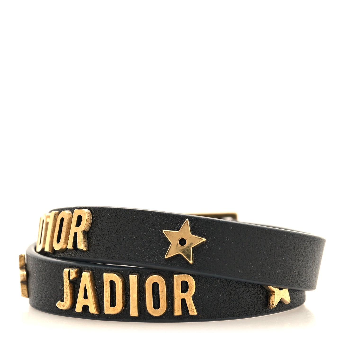 CHRISTIAN DIOR Calfskin Star J'Adior Double Bracelet Black