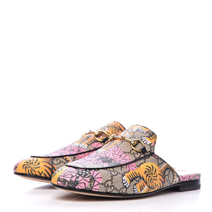 Gucci GG Supreme Monogram Bengal Womens Princetown Slippers 37 Beige Crop Pink 3 of 11