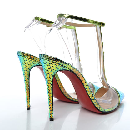 Christian Louboutin Specchio Ruche PVC Nosy Spikes 100 Pumps 38.5 Taiga 4 of 7