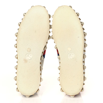 Gucci Calfskin Ayers Web Pearl Studded Womens Ace Sneakers 39.5 White 5 of 8