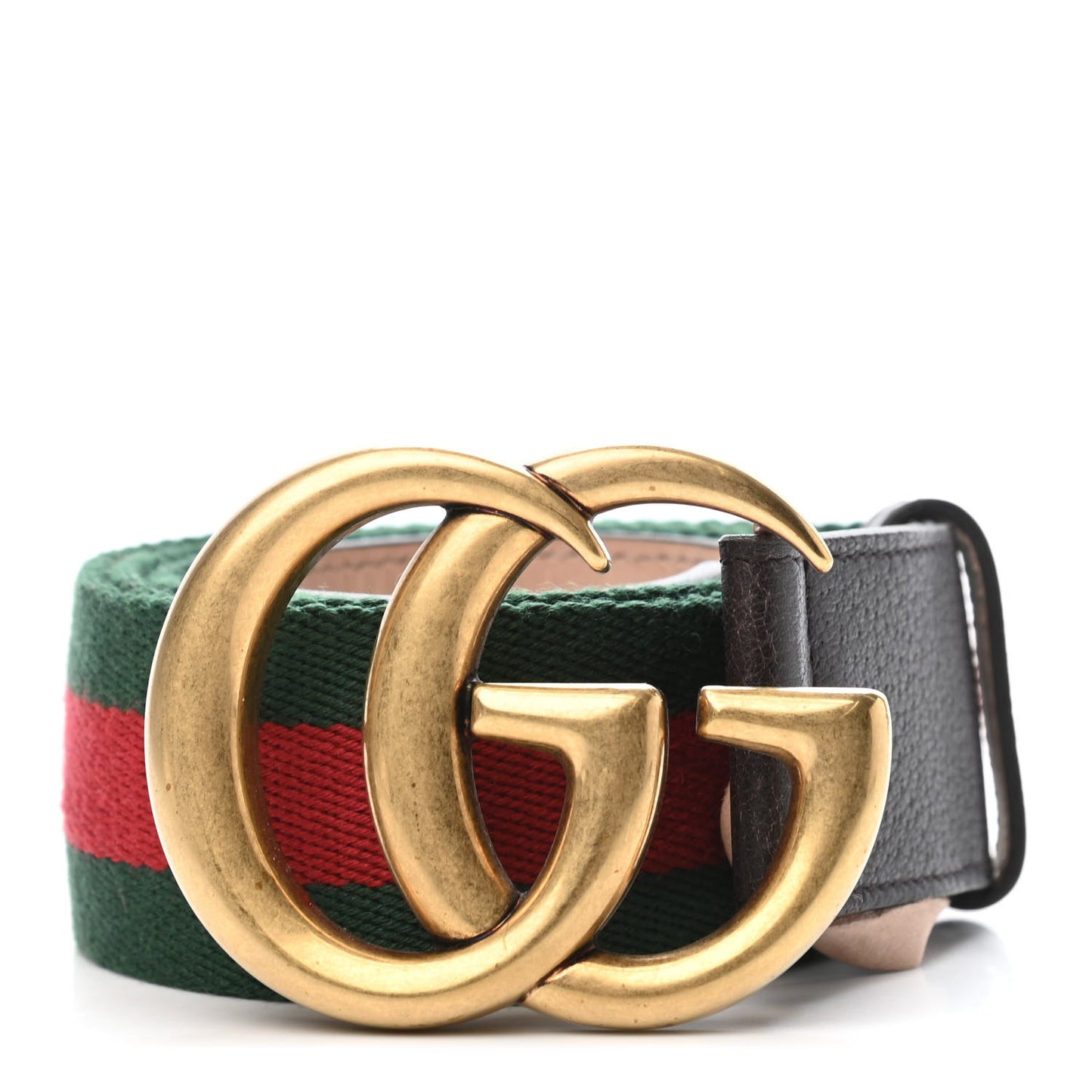 Nylon Textured Calfskin Double G Web 40mm Belt 90 36 Green Red Dark Cocoa