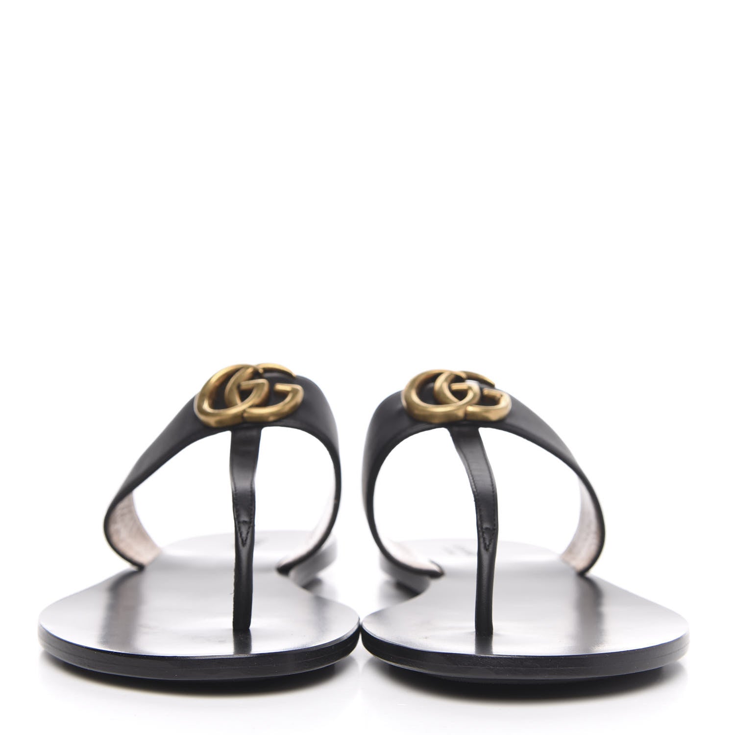 Gucci Calfskin GG Marmont Thong Sandals 42 Black 2 of 8