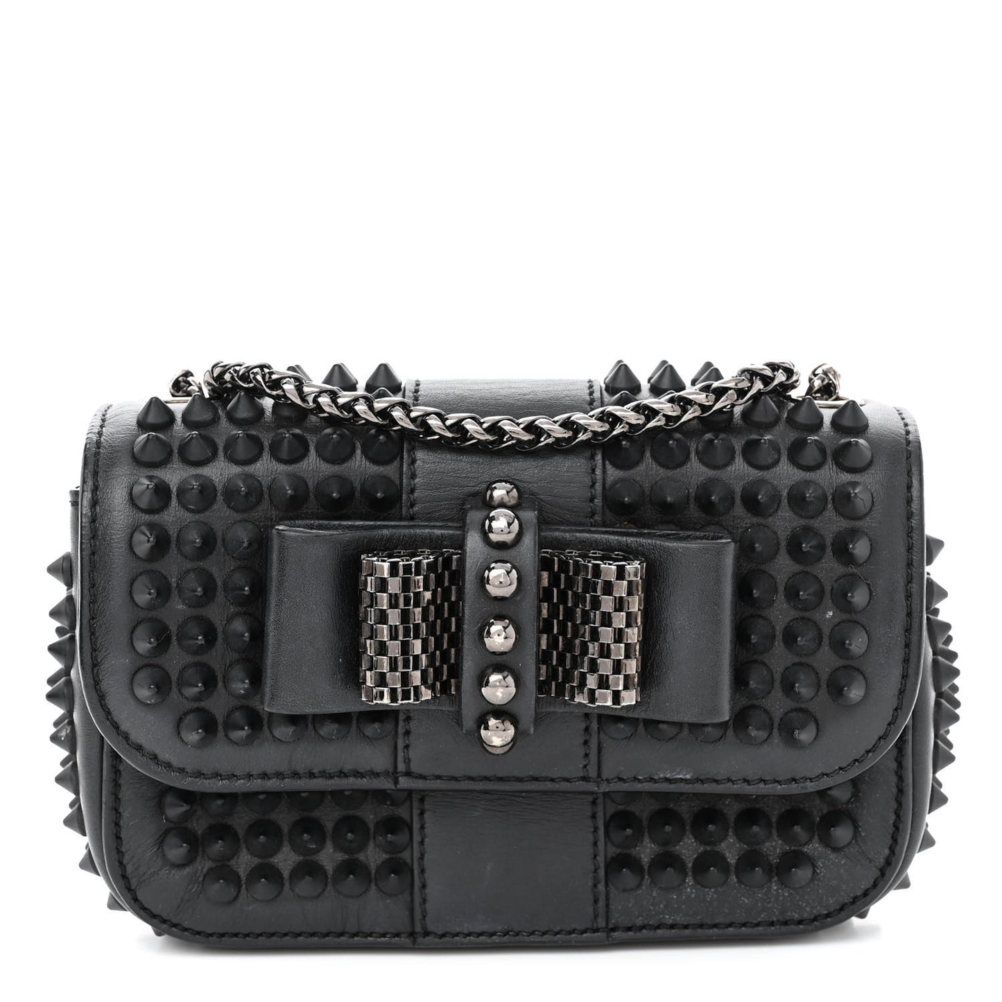 Calfskin Spikes Sweety Charity Crossbody Bag Black