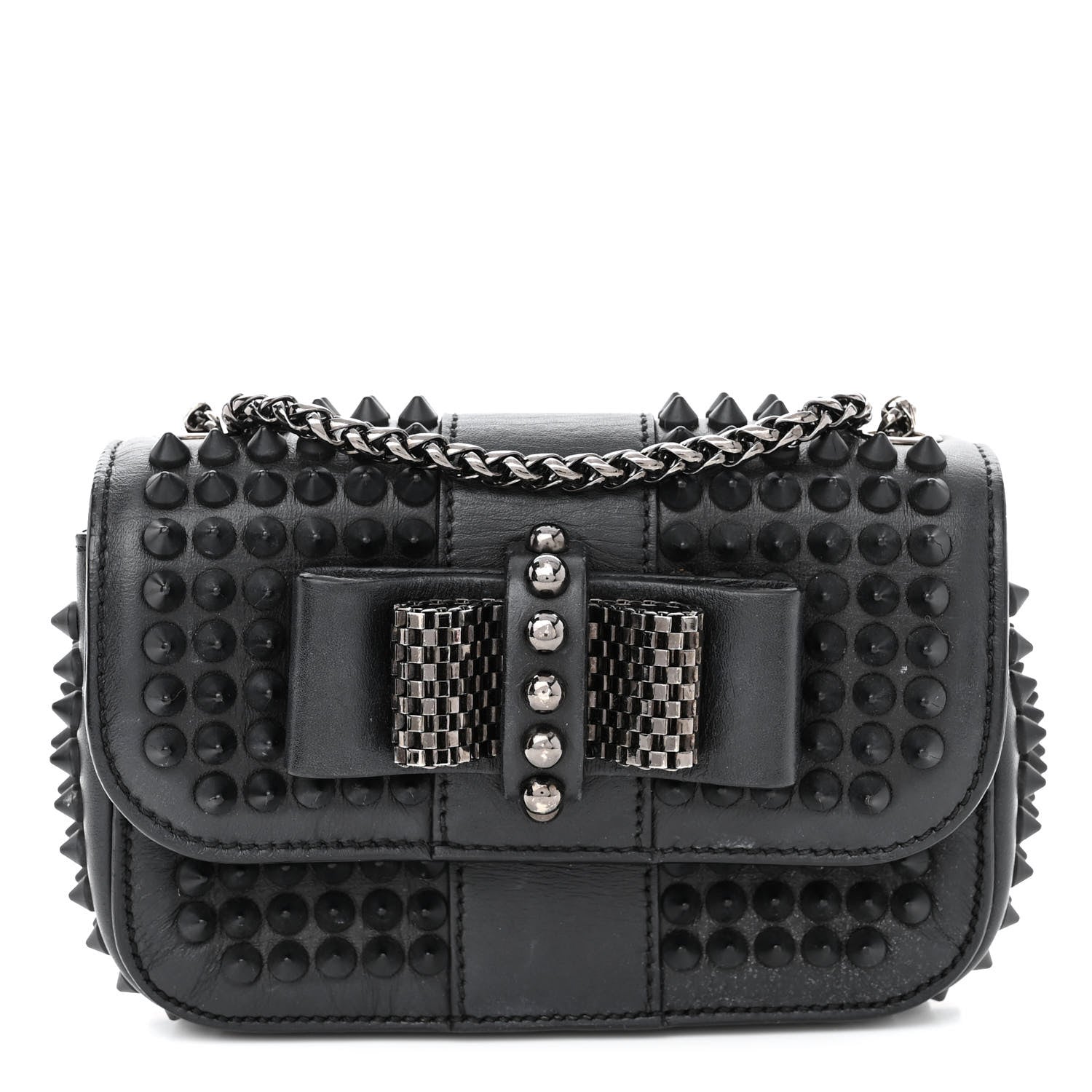 Christian Louboutin Calfskin Spikes Sweety Charity Crossbody Bag Black 1 of 9