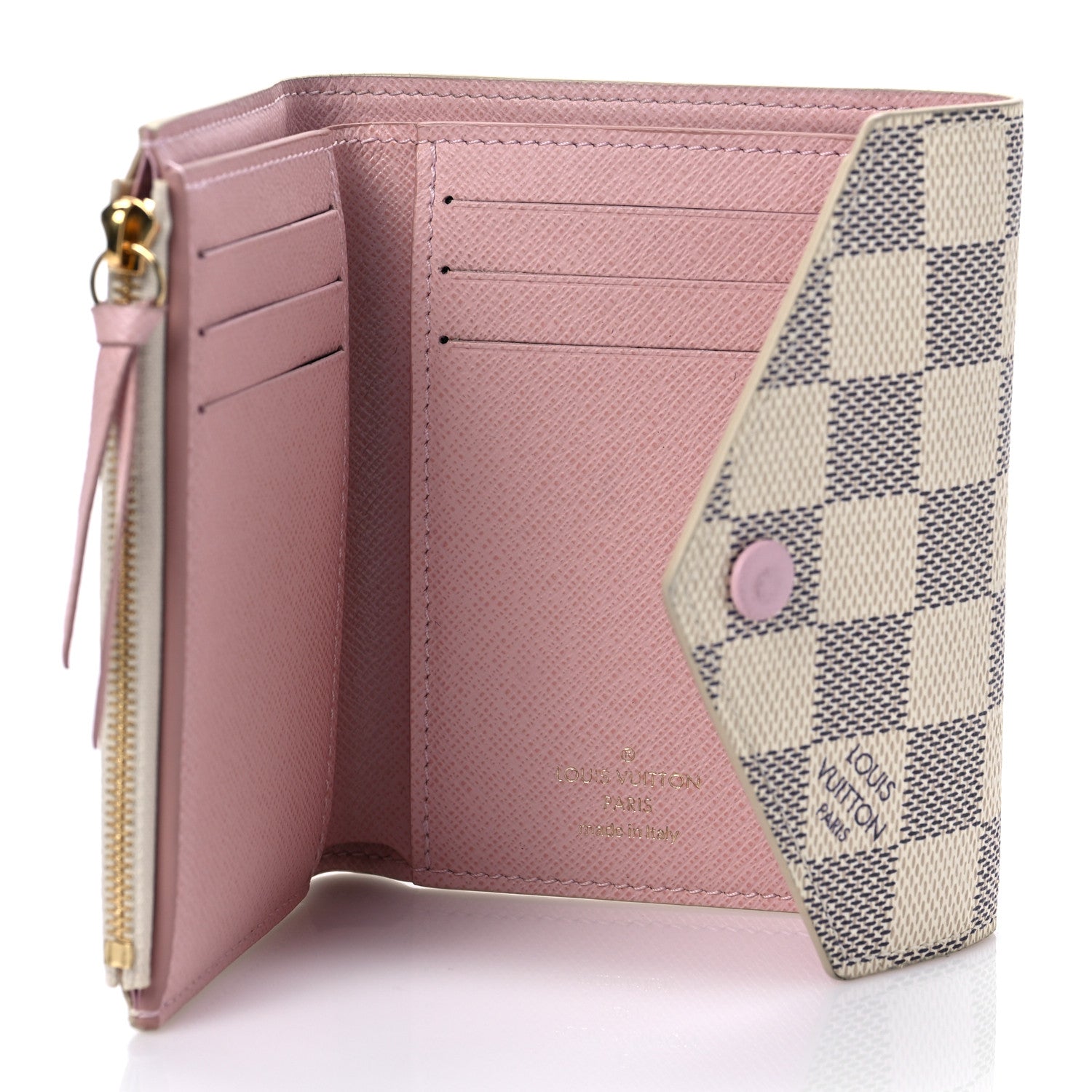 Louis Vuitton Damier Azur Victorine Wallet Rose Ballerine 5 of 6