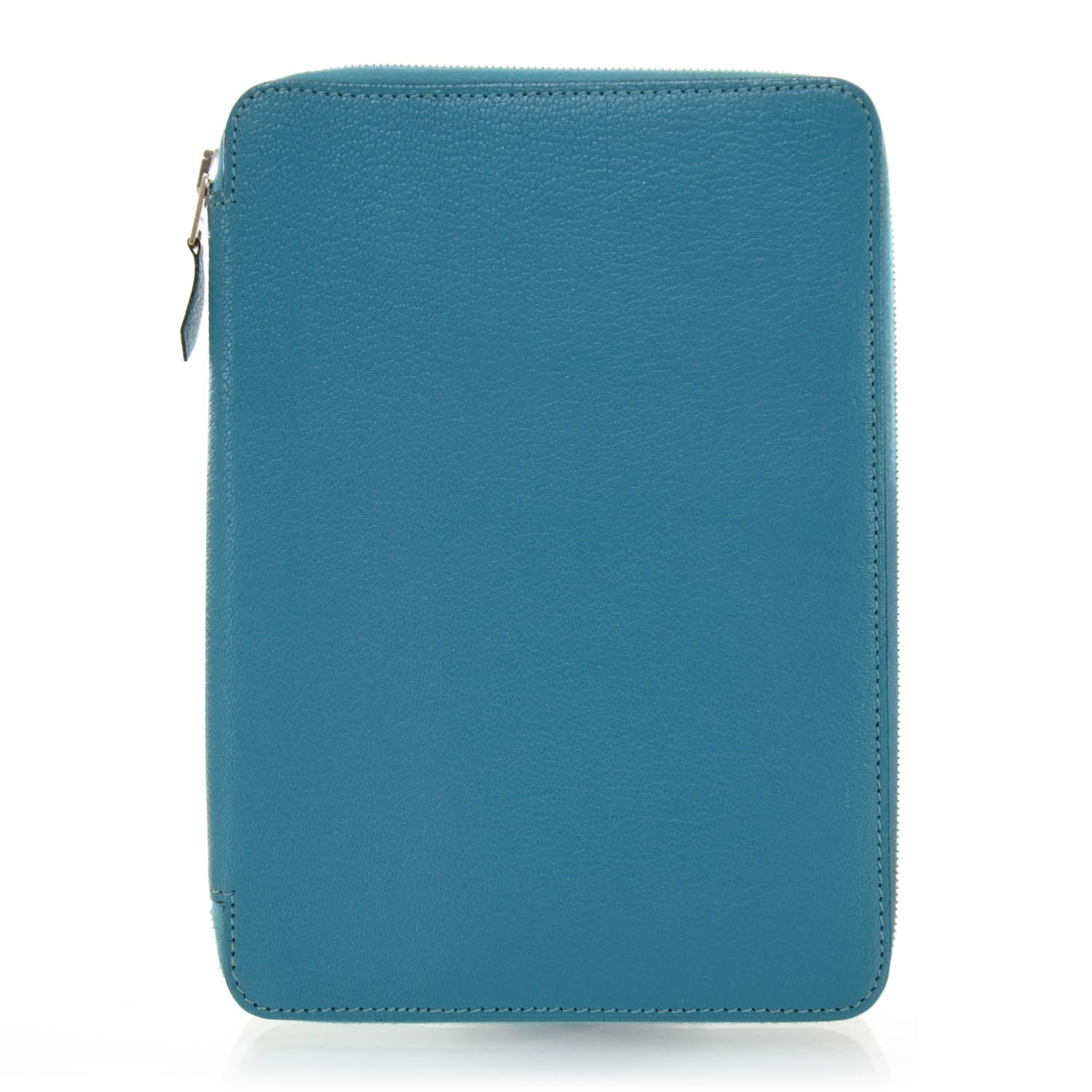 Hermes Chevre Mysore Globe Trotter Zip Agenda GM Turquoise 1 of 8