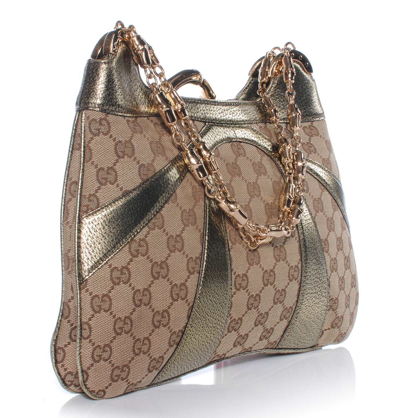 Monogram Bamboo Chain Shoulder Bag Metallic