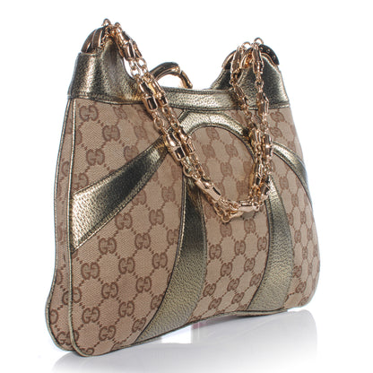 Gucci Monogram Bamboo Chain Shoulder Bag Metallic 3 of 8