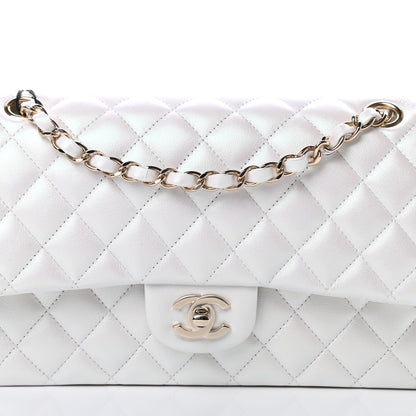Chanel Iridescent Calfskin Quilted Medium Double Flap White 9 of 12