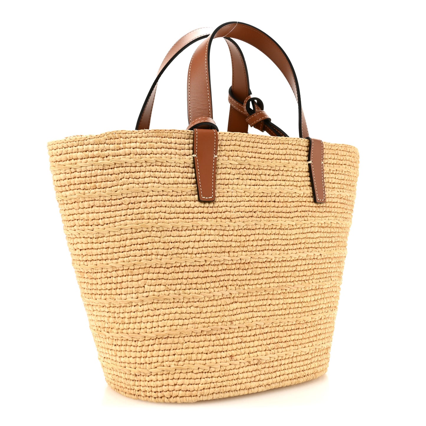 Raffia Calfskin Triomphe Teen Panier Tan