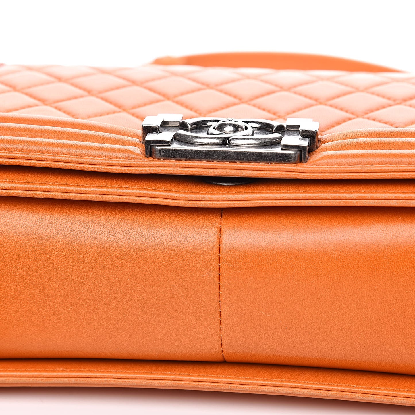 Lambskin Quilted Medium Boy Flap Orange
