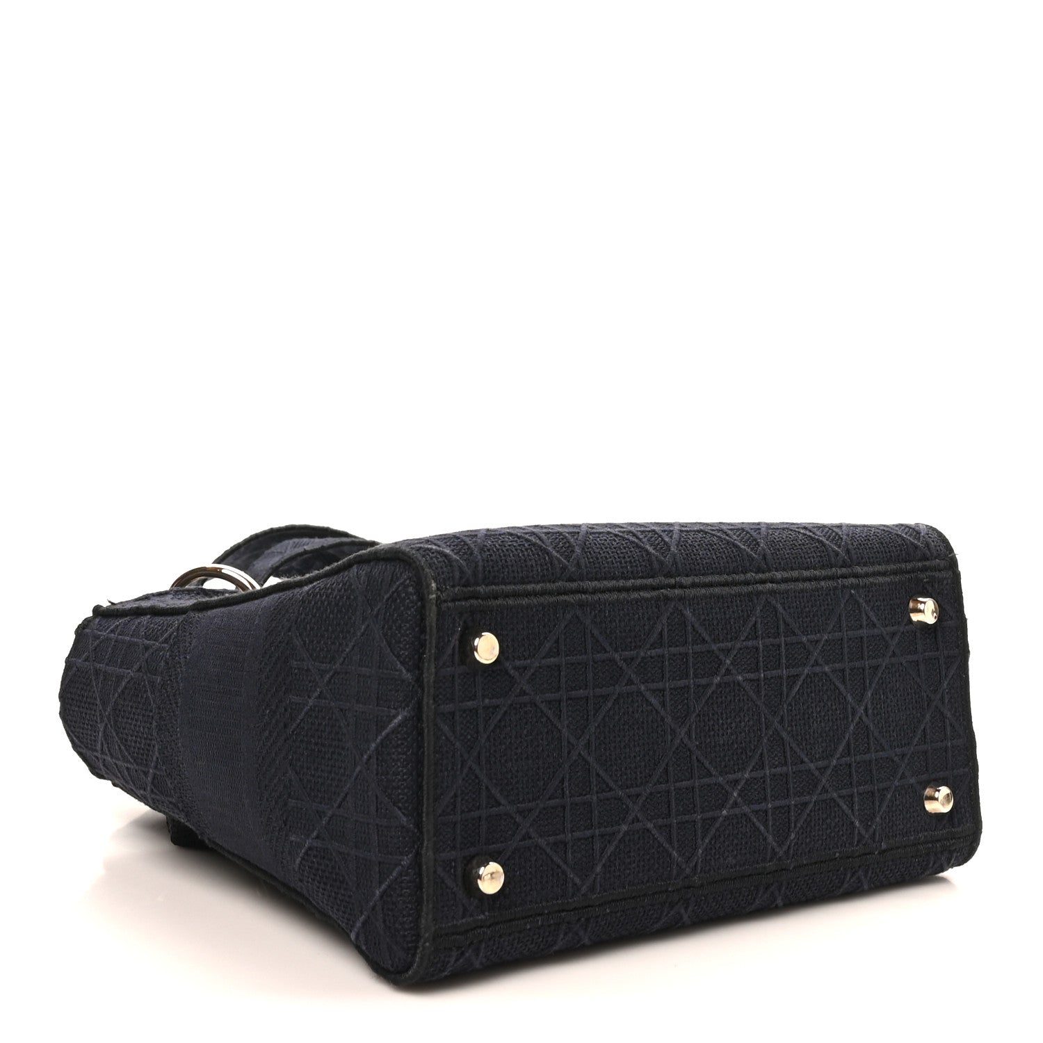 Christian Dior Canvas Embroidered Cannage Medium Lady D-Lite Navy 4 of 9