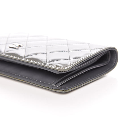 Chanel Patent Quilted Yen Wallet Grey 9 of 15