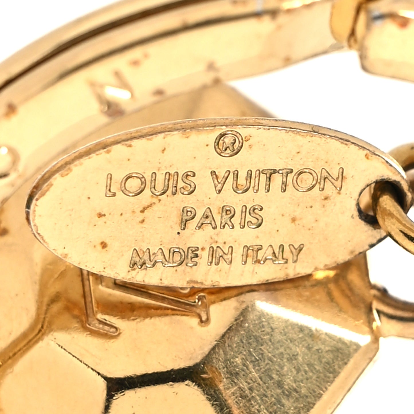 Metal LV Facettes Bag Charm Key Holder Gold