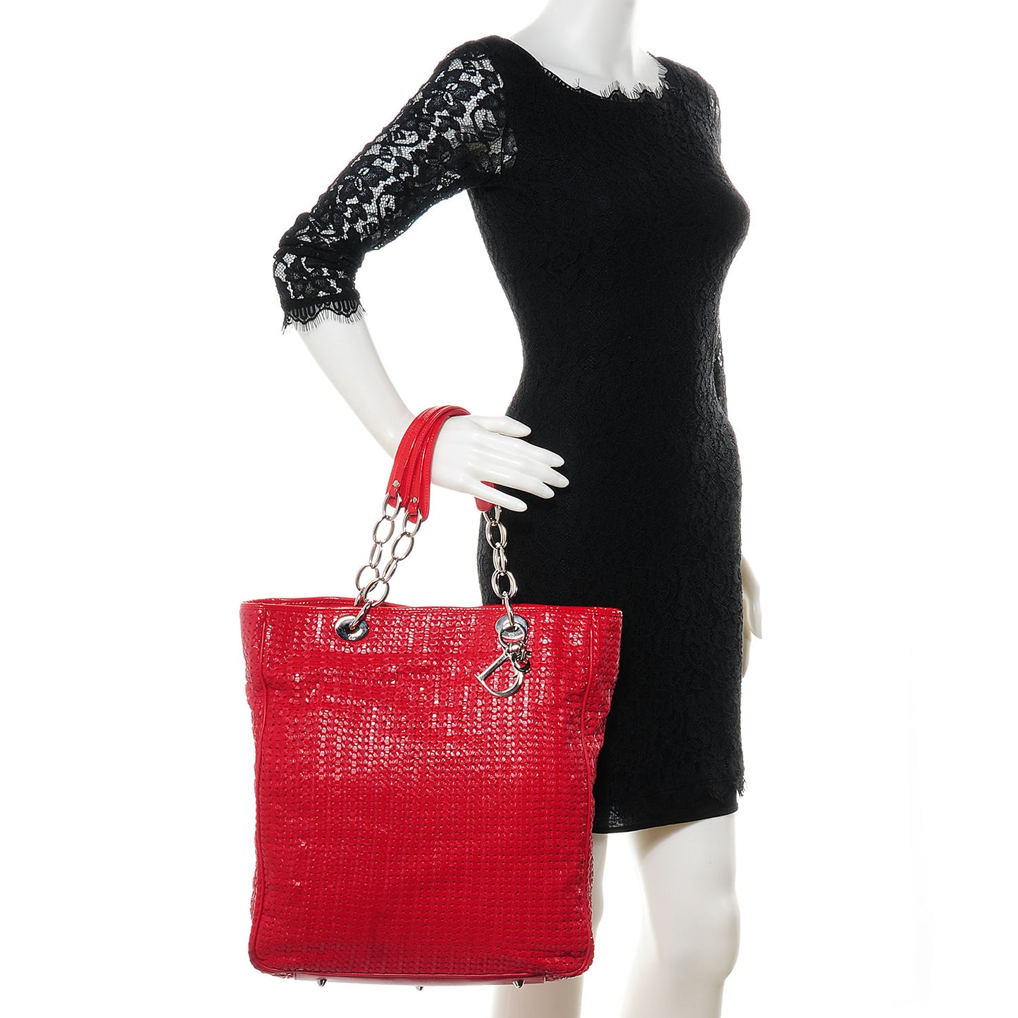 Lambskin Woven Medium Dior Soft Tote Rouge Moyen