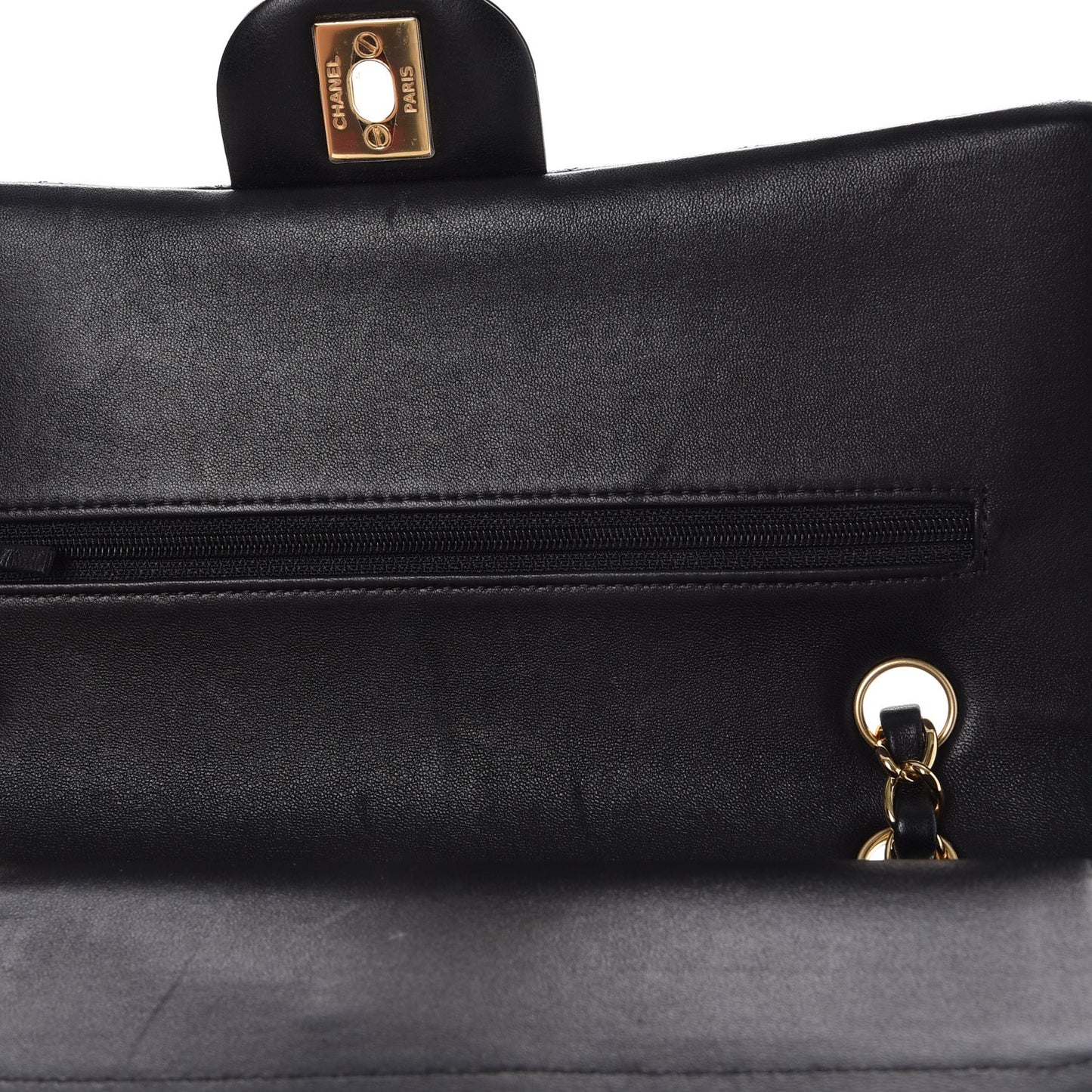 Lambskin Quilted Medium Double Flap Black
