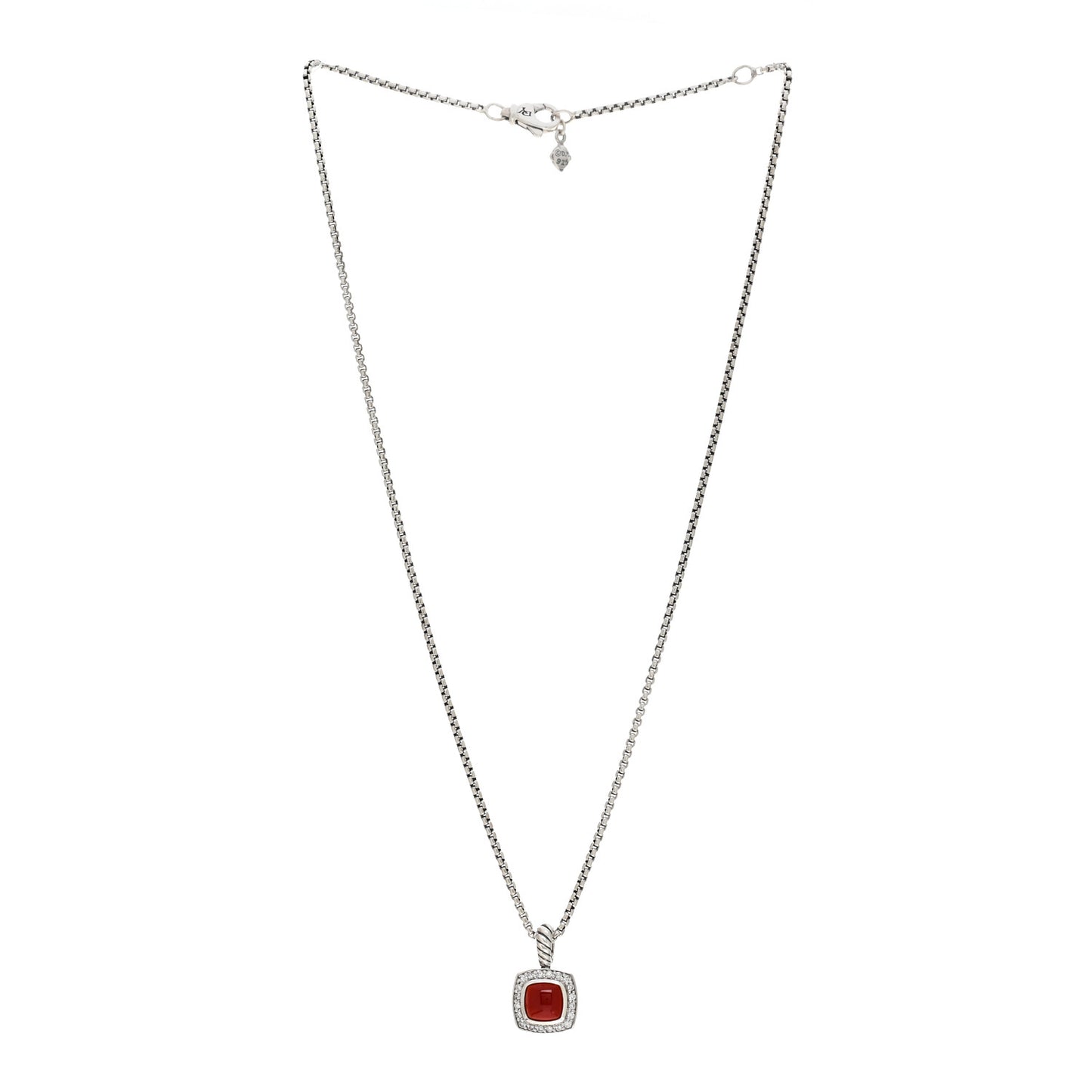 Sterling Silver Diamond Carnelian 7mm Petite Albion Pendant Necklace
