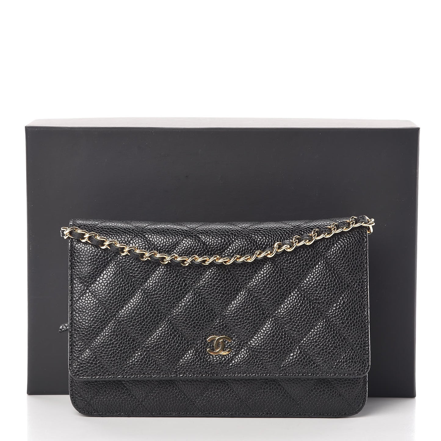 Caviar Quilted Wallet On Chain WOC Black