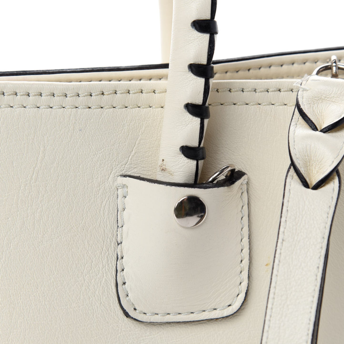 Calfskin Whipstitch Folk Tote White