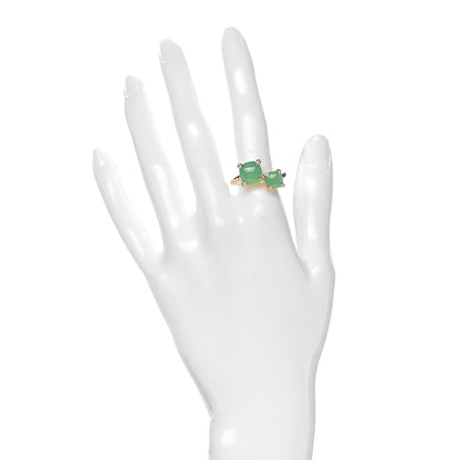 David Yurman 18K Yellow Gold Diamond Chrysoprase Chatelaine Bypass Ring 54 7 2 of 6