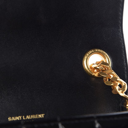 Saint Laurent Patent Calfskin Matelasse Monogram Small Vicky Chain Bag Black 11 of 11