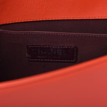 Chanel Wrinkled Lambskin Chevron Quilted Medium Boy Flap Orange 8 of 10