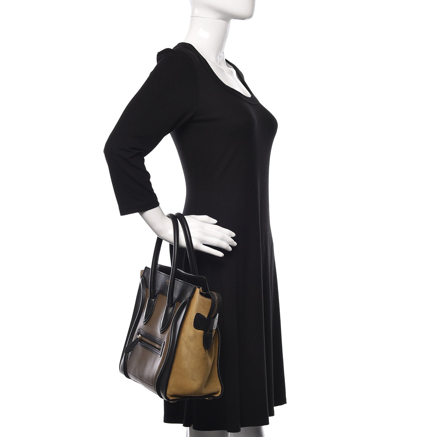 Smooth Calfskin Suede Micro Tri-Color Luggage Almond