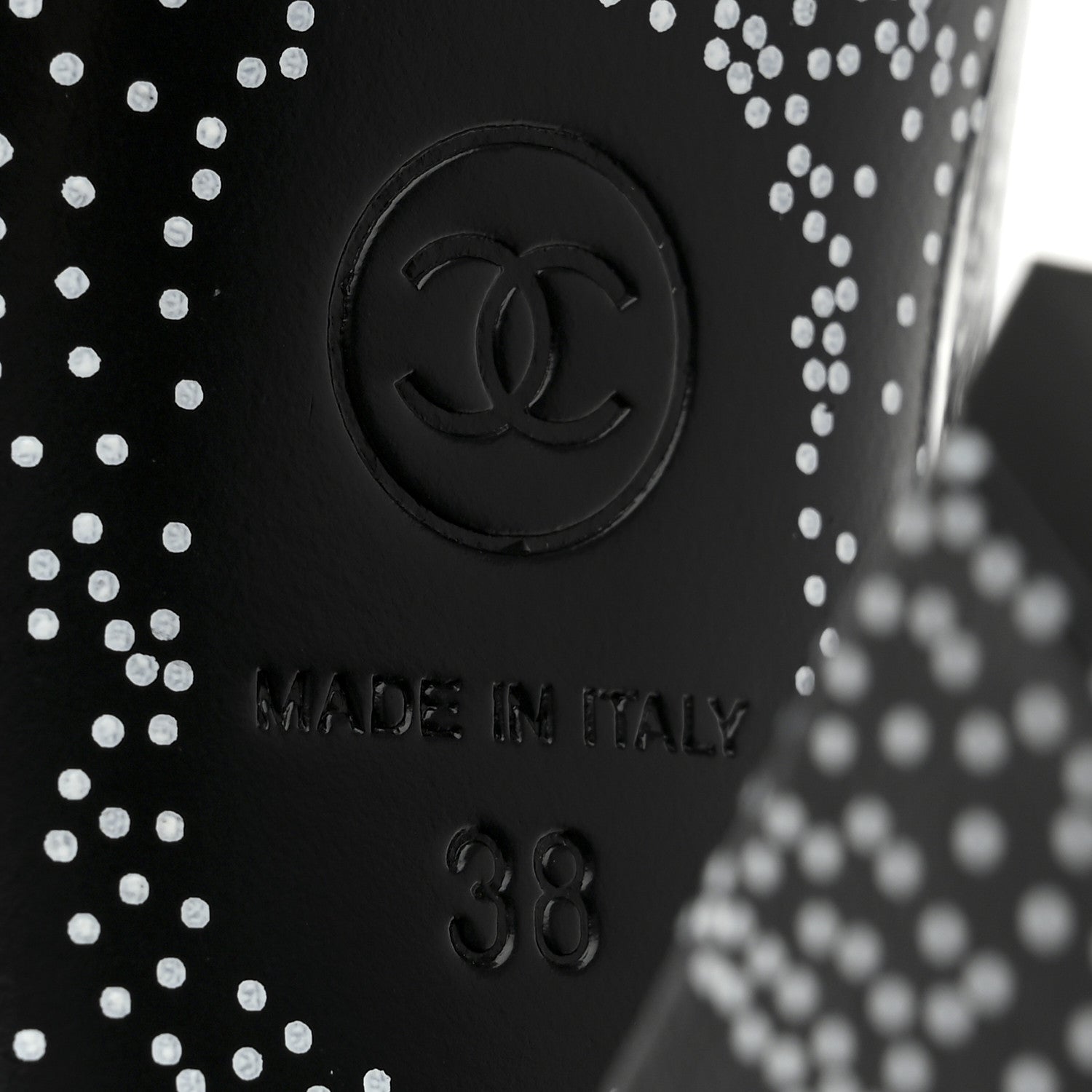 Chanel Calfskin Camellia Printed Ankle Boots 38 Black White 8 of 9