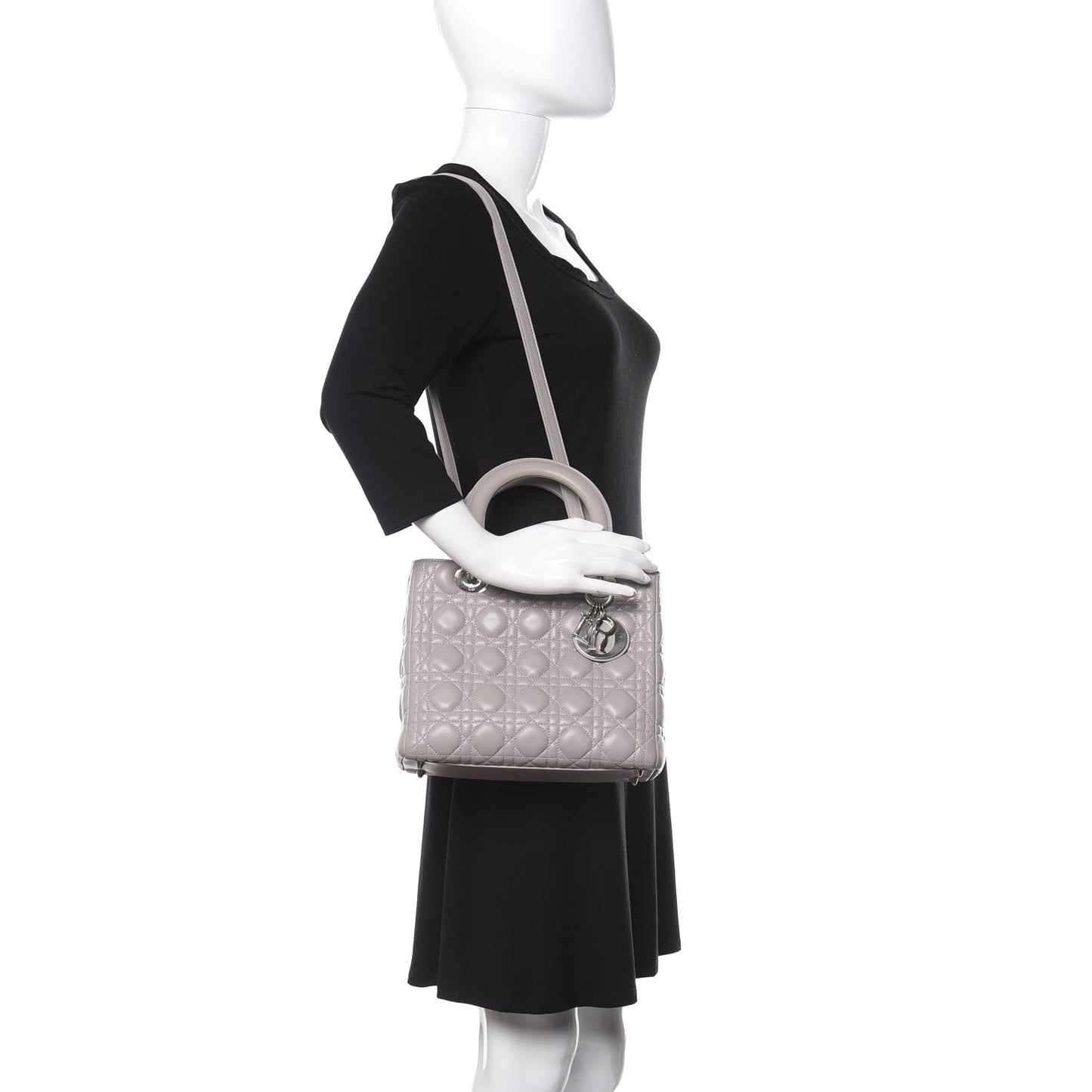 Lambskin Cannage Medium Lady Dior Grey