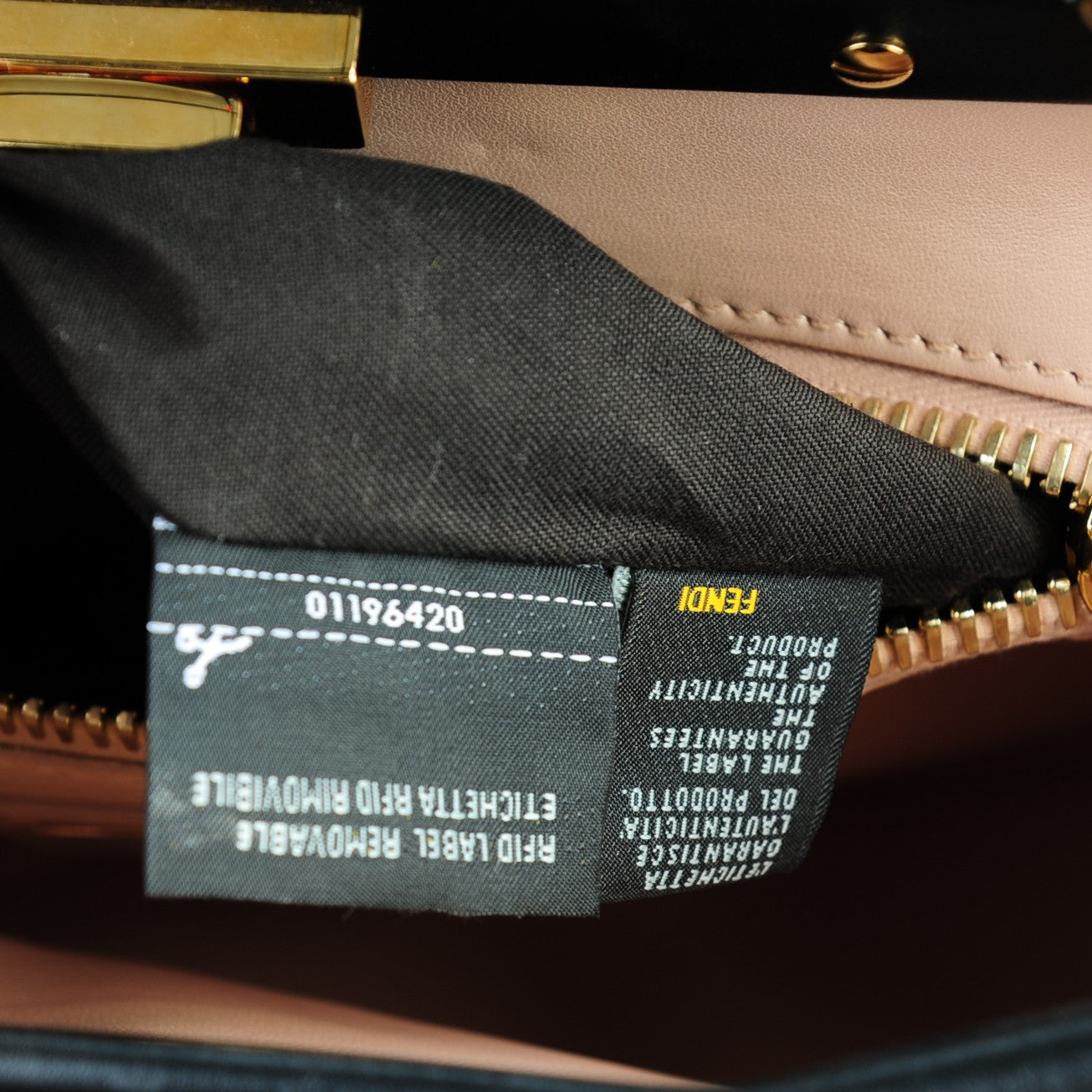 Fendi Vitello Morgan Shiny Nappa Medium Peekaboo Iconic Satchel Black Rosa Plaster 7 of 8
