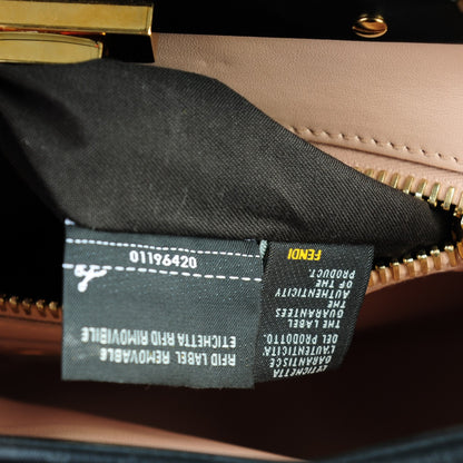 Fendi Vitello Morgan Shiny Nappa Medium Peekaboo Iconic Satchel Black Rosa Plaster 7 of 8
