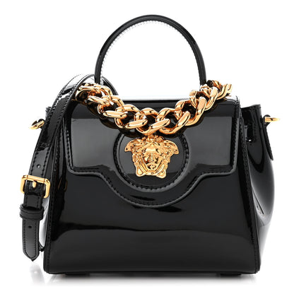 Versace Patent Calfskin Small La Medusa Top Handle Bag Black 1 of 9