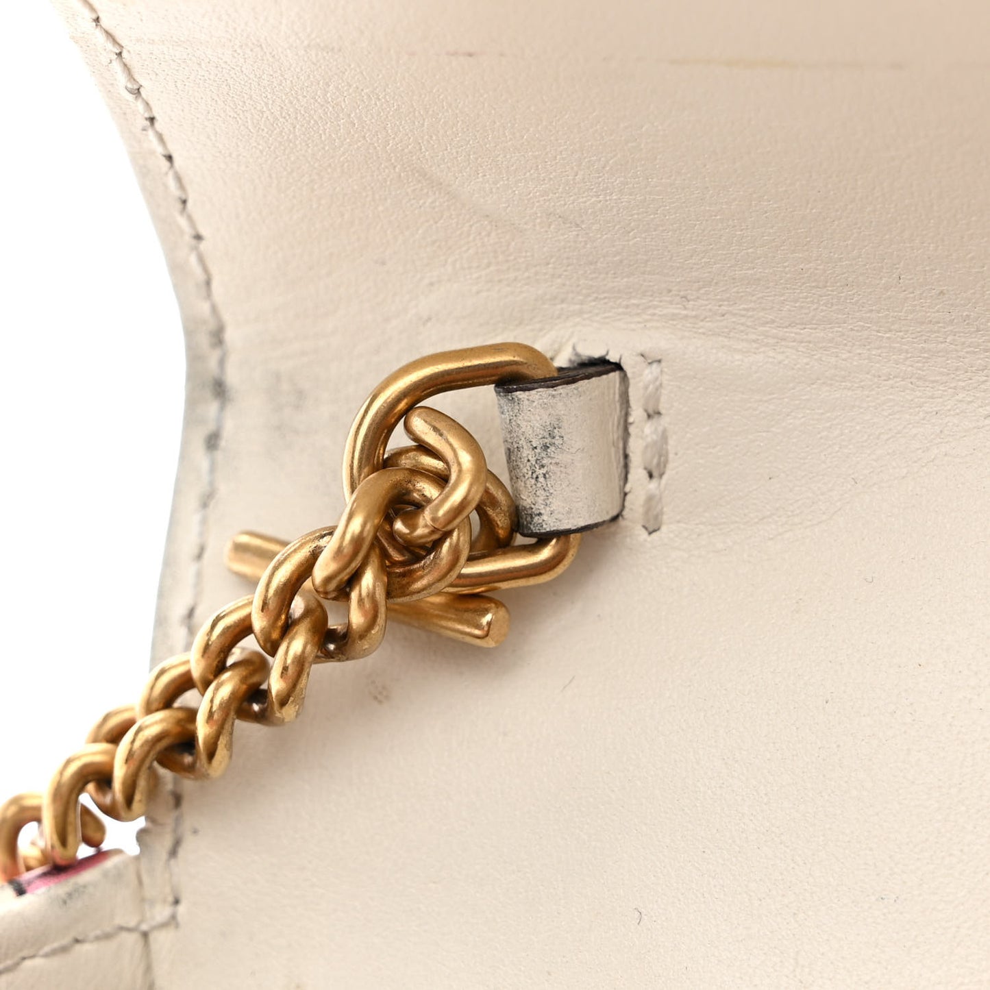 X KEN SCOTT Calfskin Matelasse Floral Print Super Mini GG Marmont Shoulder Bag Ivory Pink