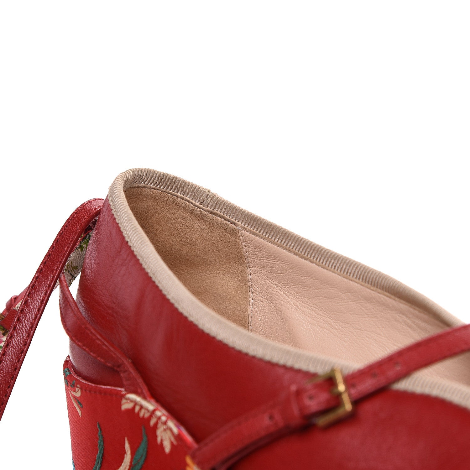 Gucci Malaga Kid Silk Hannelore Detachable Platform Slide 36.5 Hibiscus Red 8 of 10