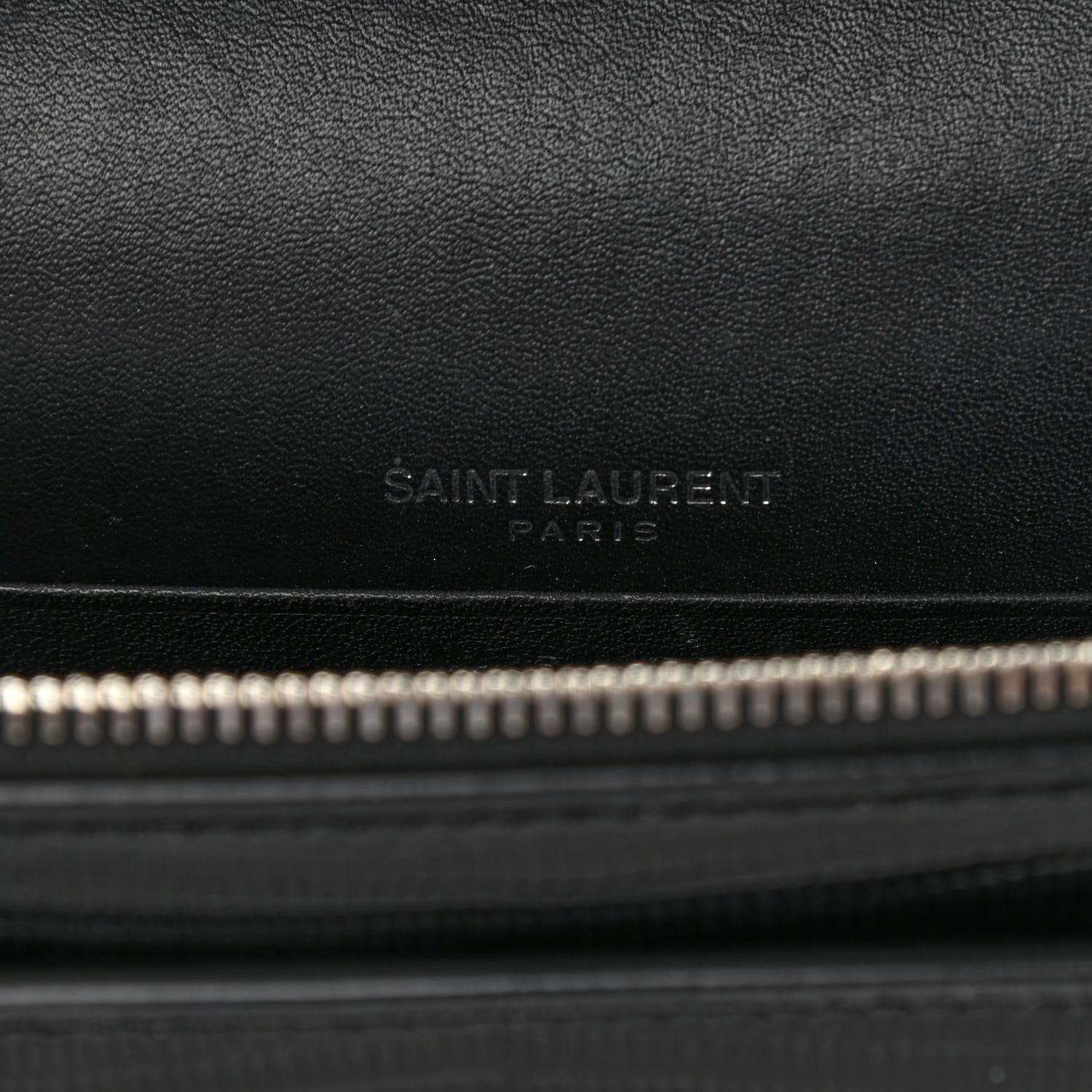 Saint Laurent Calfskin Lizard Embossed Monogram Sunset Chain Wallet Black 9 of 13