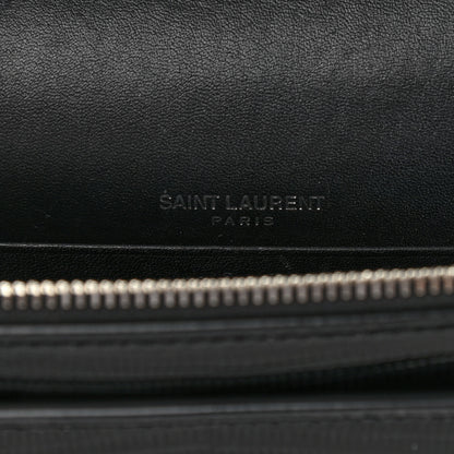 Saint Laurent Calfskin Lizard Embossed Monogram Sunset Chain Wallet Black 9 of 13