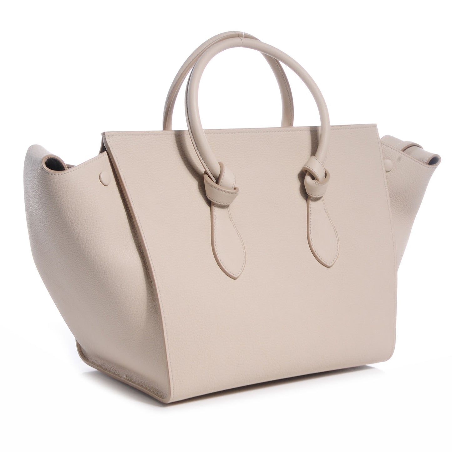 Grained Calfskin Tie Knot Small Tote Chalk