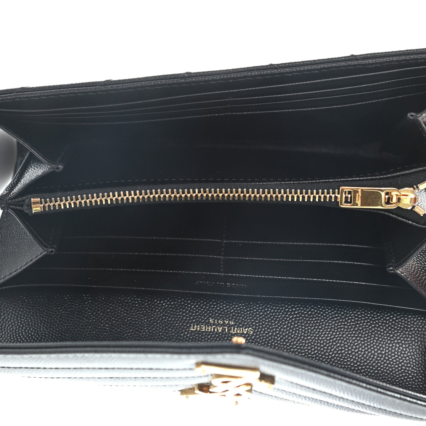 Grain De Poudre Matelasse Chevron Monogram Flap Wallet Black
