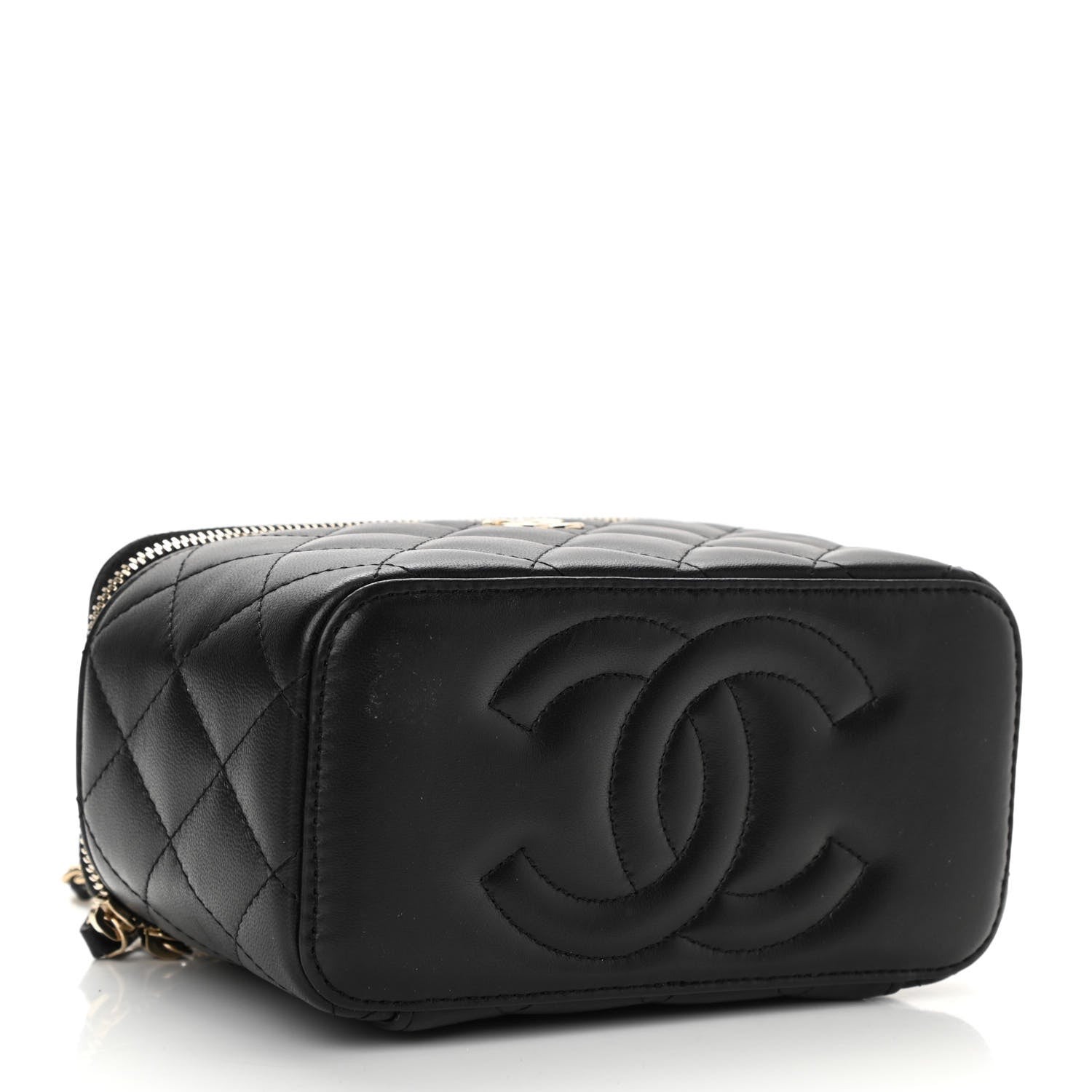 Chanel Lambskin Quilted Small Top Handle Vanity Case With Chain Black 5 of 13