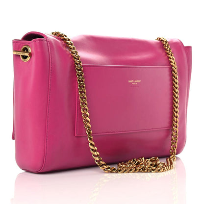 Saint Laurent Smooth Calfskin Suede Medium Reversible Monogram Kate Satchel Rose Rubis 3 of 19