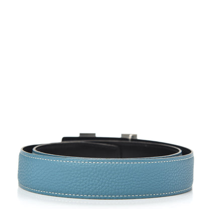 Hermes Togo Box 32mm H Belt 80 Blue Jean Black 2 of 7