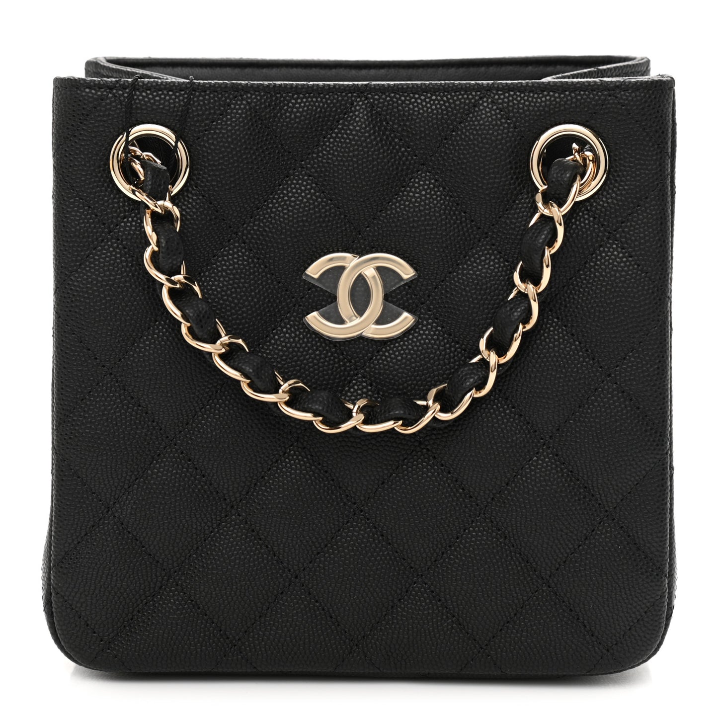 Caviar Quilted Mini Bucket Bag Black
