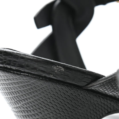 Saint Laurent Calfskin Lizard Embossed Tribute 105 Platform Sandals 37 Black 10 of 10