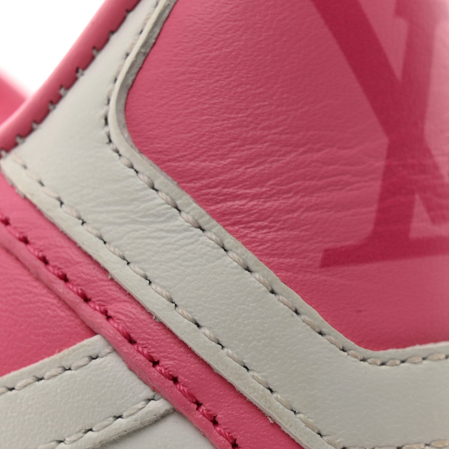 Lambskin Embossed Monogram Time Out Sneakers 37.5 White Pink