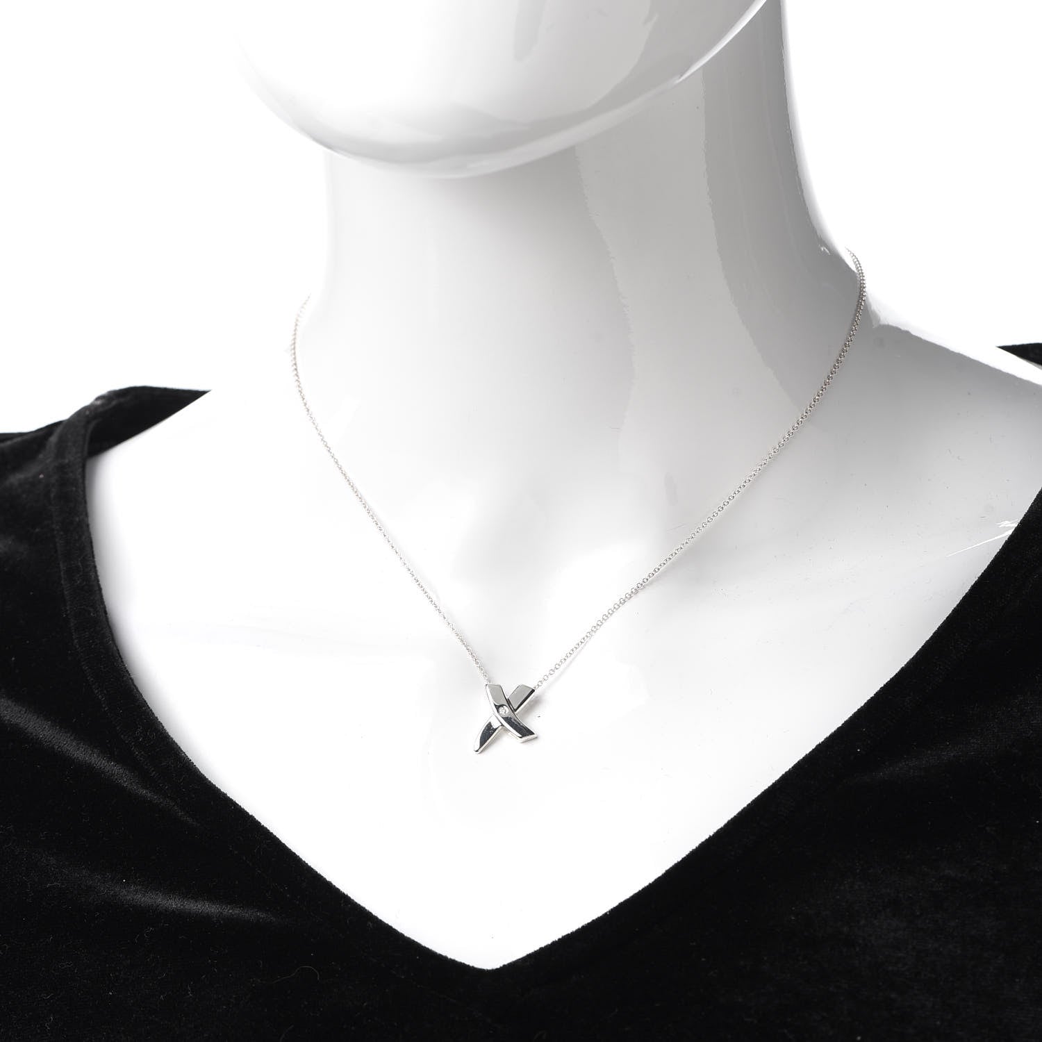 Tiffany Sterling Silver Diamond Paloma Picasso Graffiti X Pendant Necklace 2 of 6