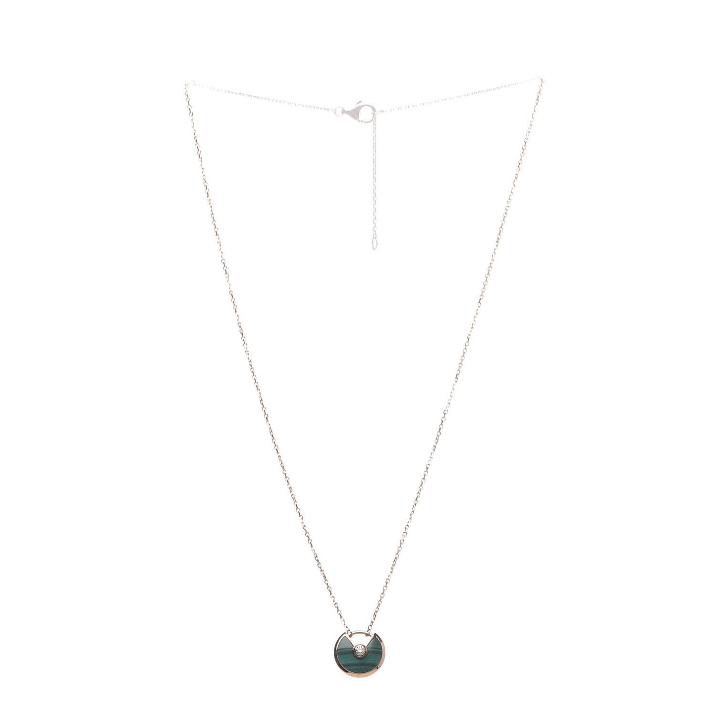 18K Pink Gold Diamond Malachite XS Amulette de Cartier Pendant Necklace