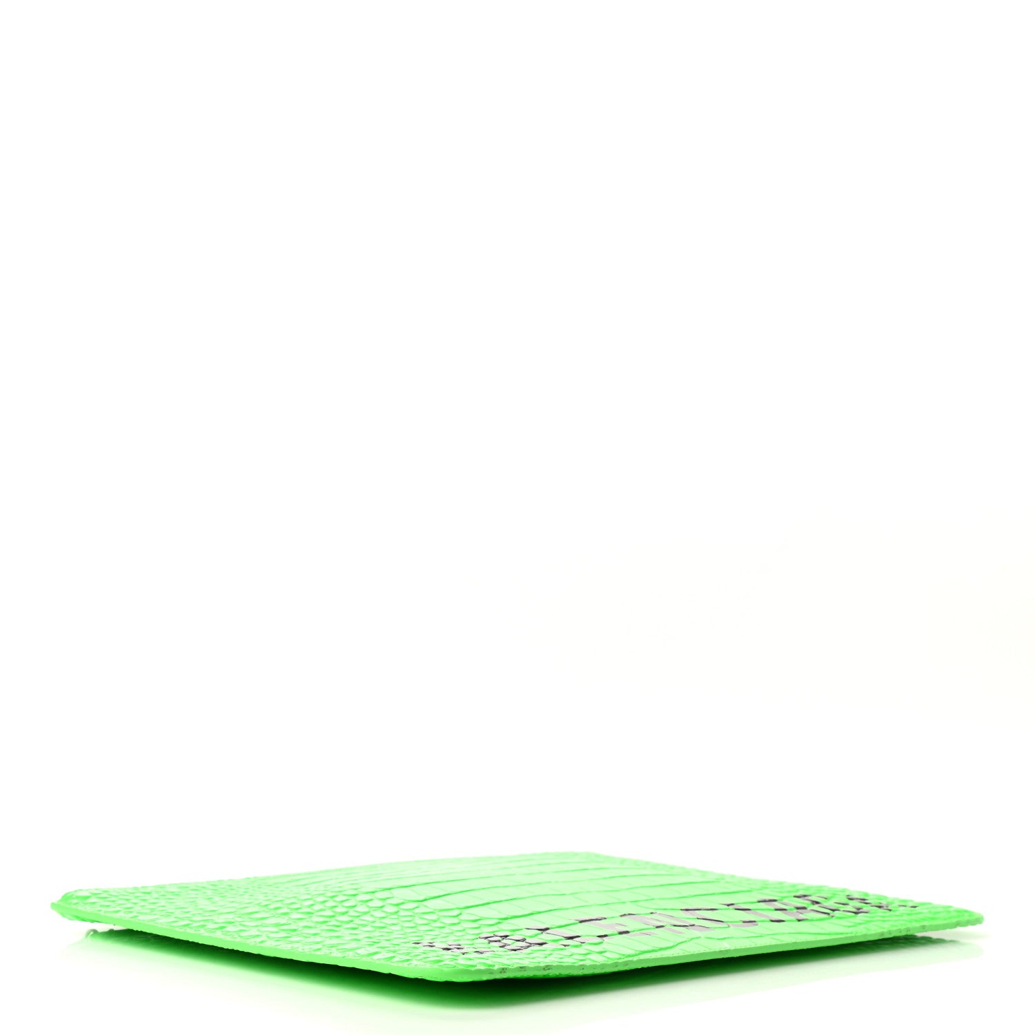 Balenciaga Shiny Calfskin Crocodile Embossed Large Cash Pouch With Handle Fluo Green Black 4 of 8