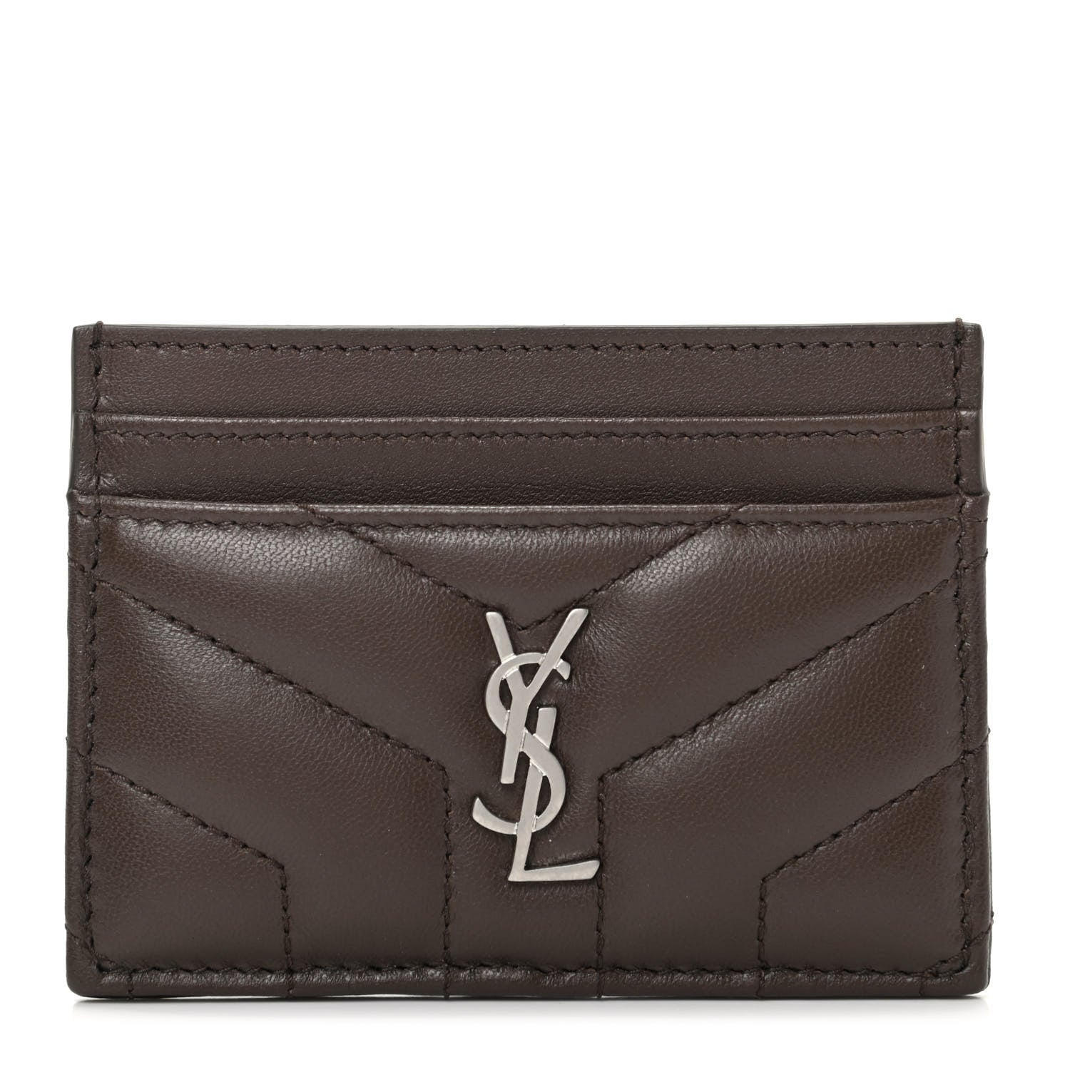 Saint Laurent Calfskin Y Quilted Monogram LouLou Credit Card Case Faggio 1 of 8